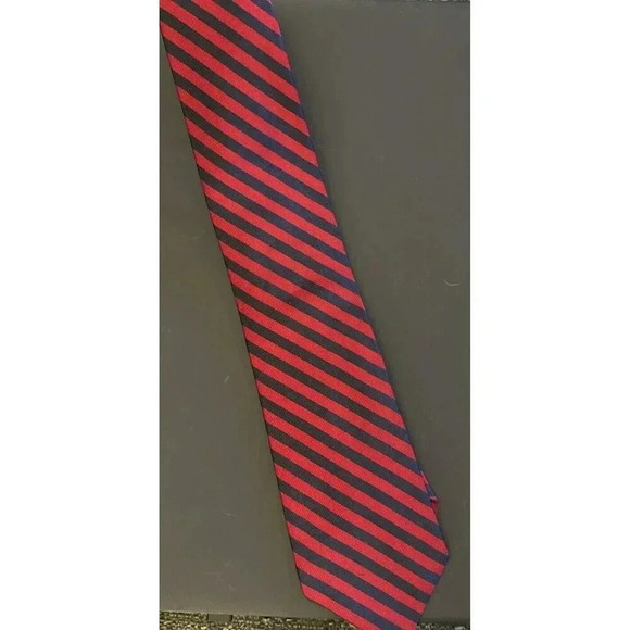 Picard-Norton Repp Men’s Neck Tie  Navy Blue Red All Silk 56X3 1/4" American USA - Picture 1 of 3